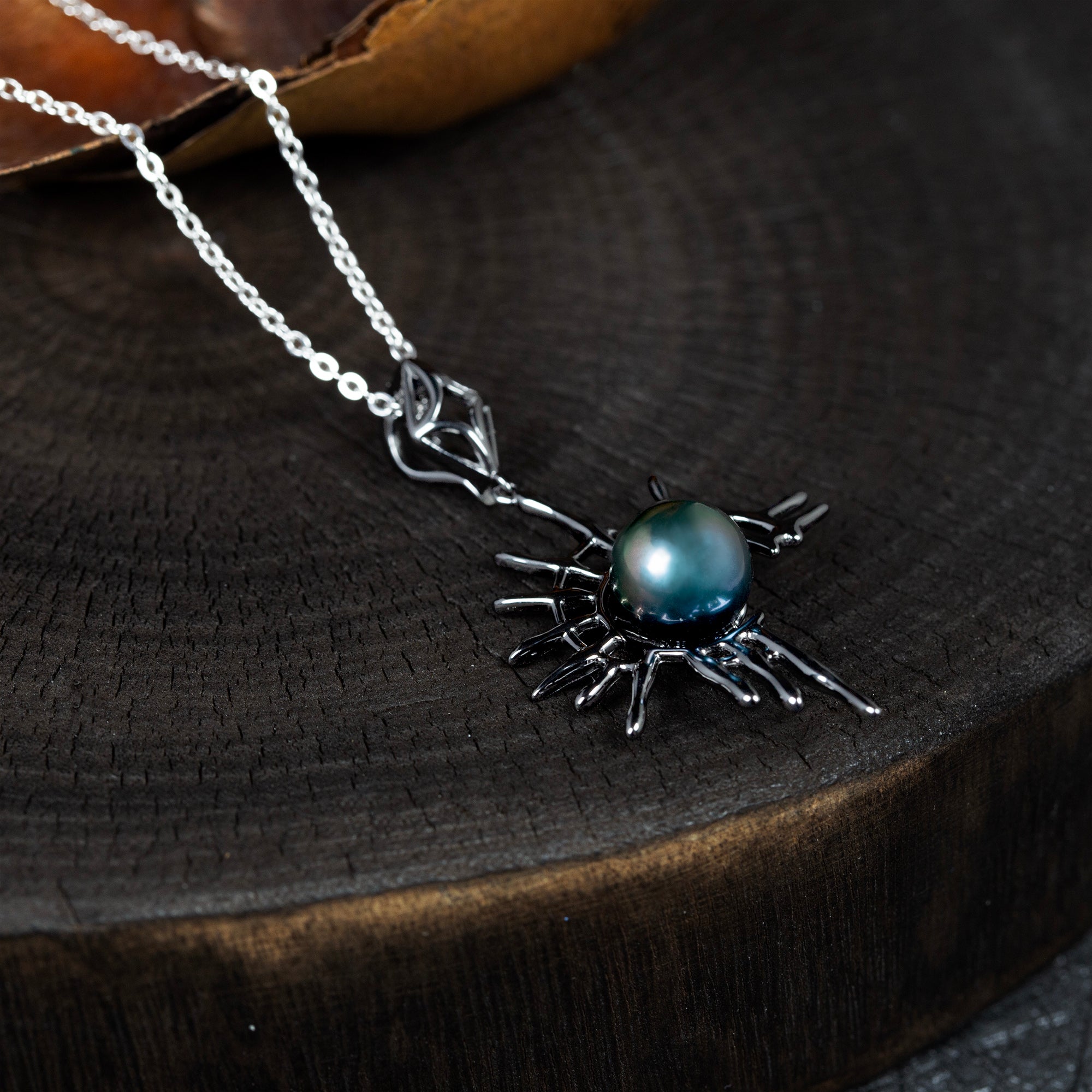 Gothic Sun God Black Tahitian Pearl Necklace