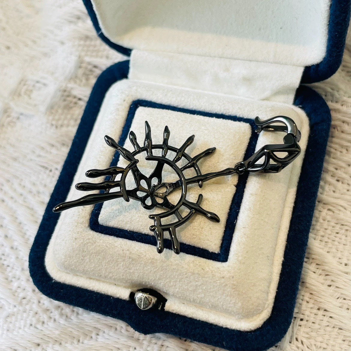 Gothic Sun God Black Tahitian Pearl Necklace