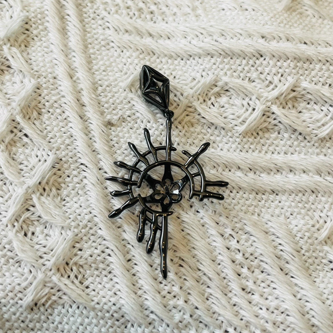 Gothic Sun God Black Tahitian Pearl Necklace