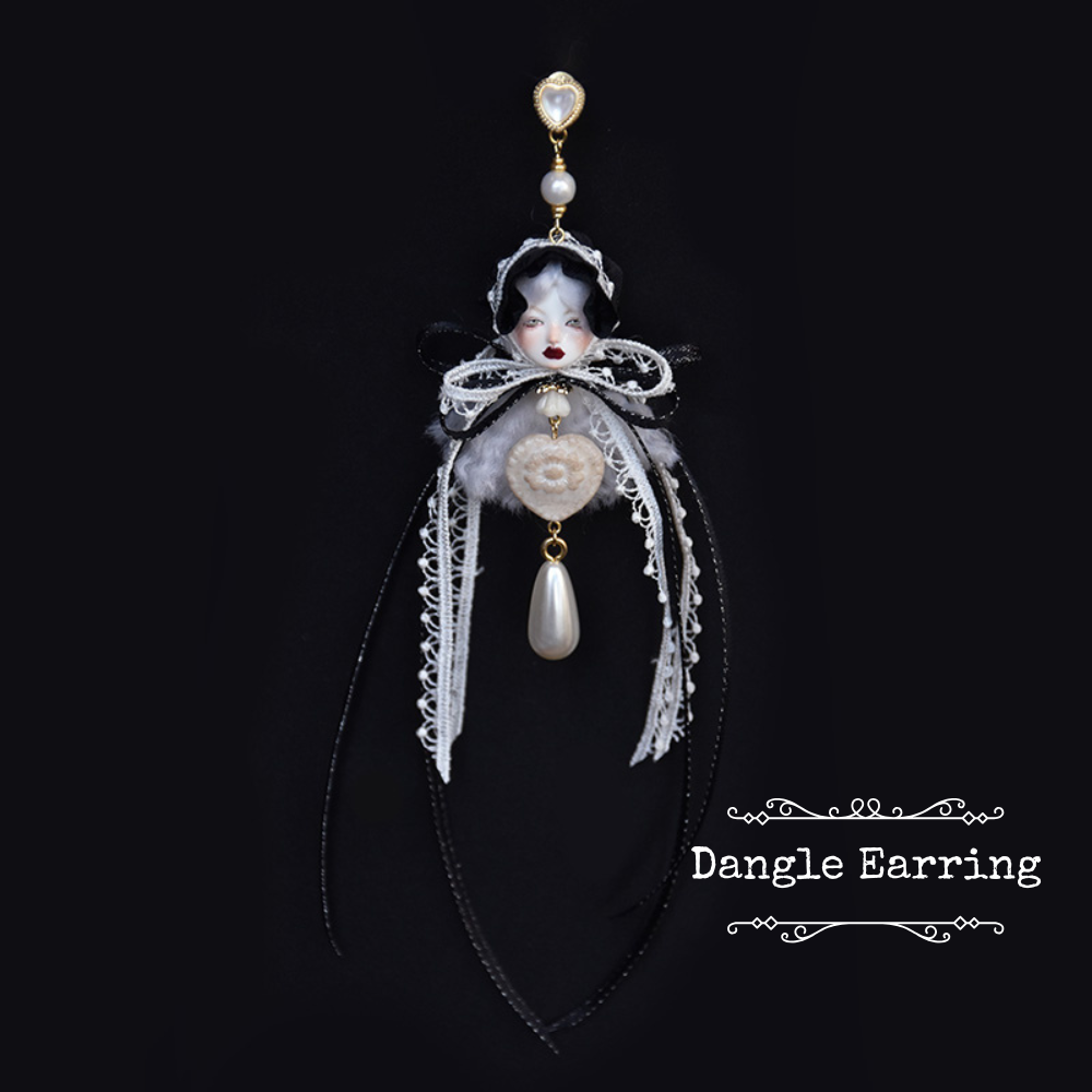 Handcrafted Alice Doll Pearl Earrings