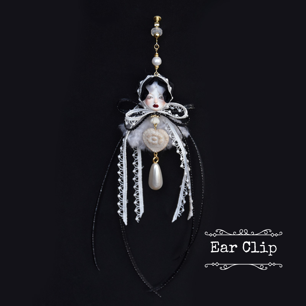 Handcrafted Alice Doll Pearl Earrings