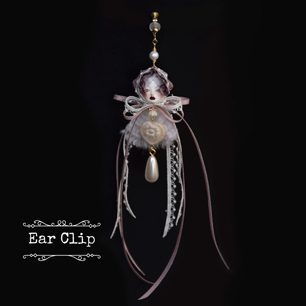 Handcrafted Alice Doll Pearl Earrings