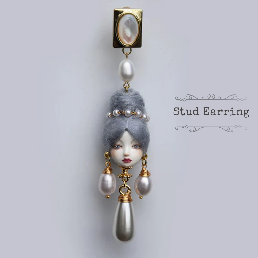 Handcrafted Baroque Doll Pearl Earrings