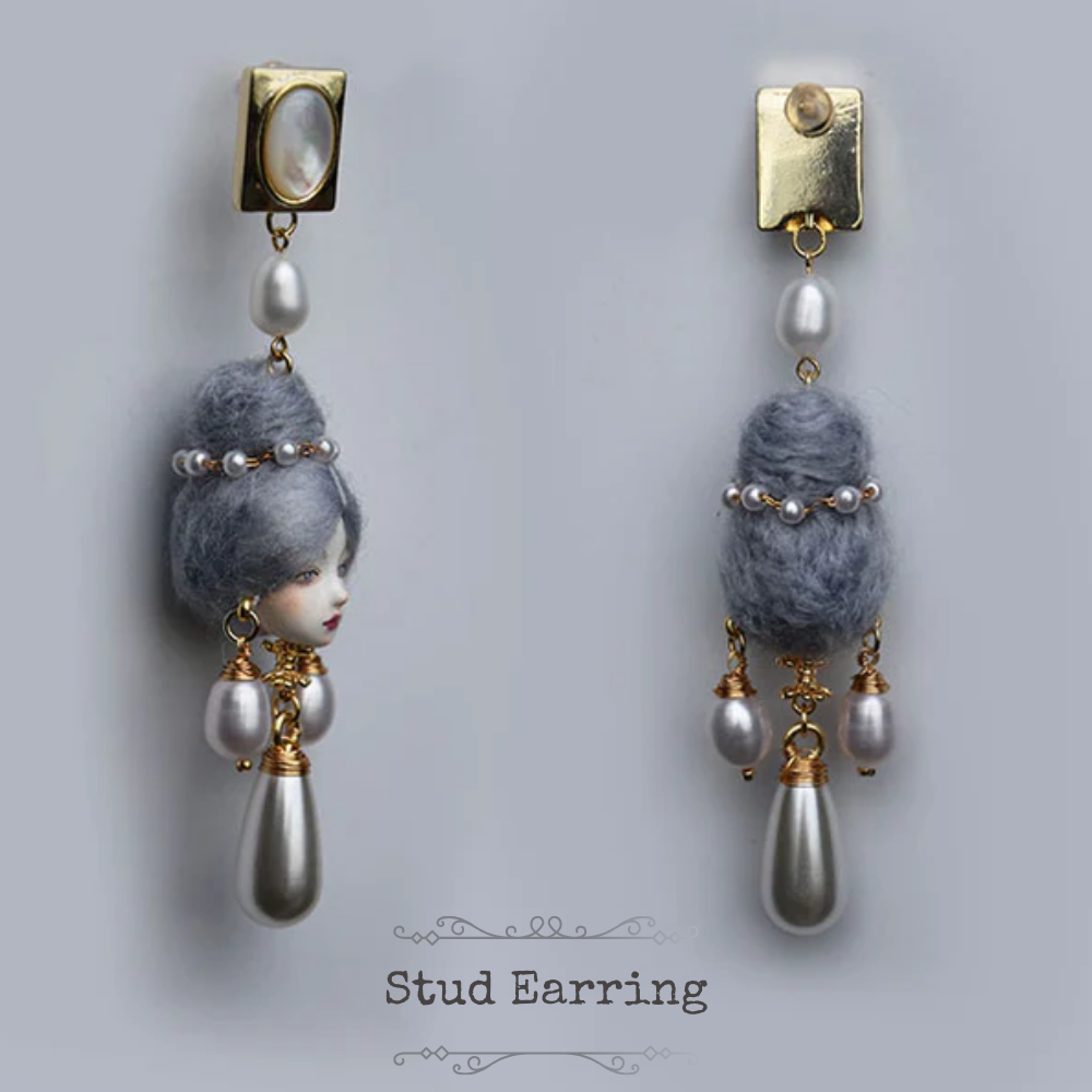 Handcrafted Baroque Doll Pearl Earrings