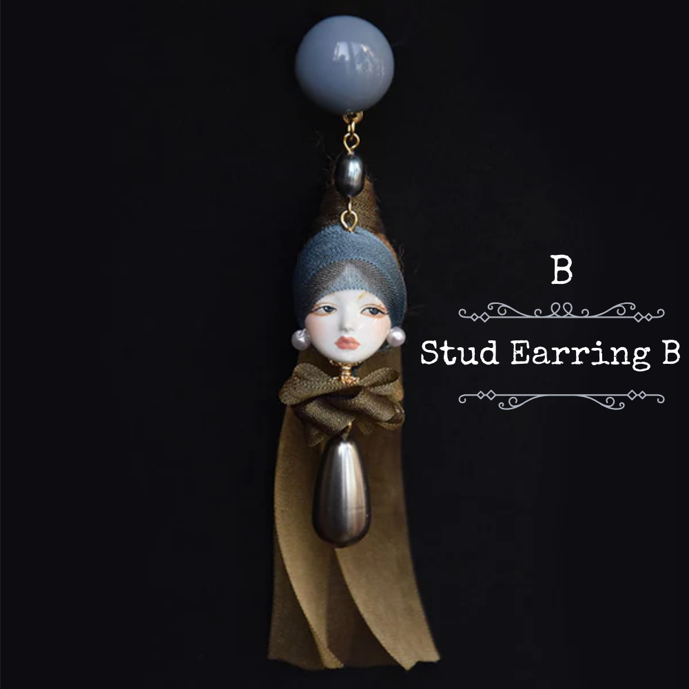 Handcrafted Clay “The Girl with a Pearl Earring”Earrings