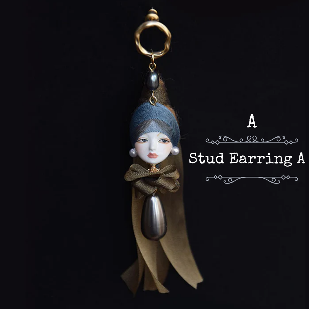 Handcrafted Clay “The Girl with a Pearl Earring”Earrings