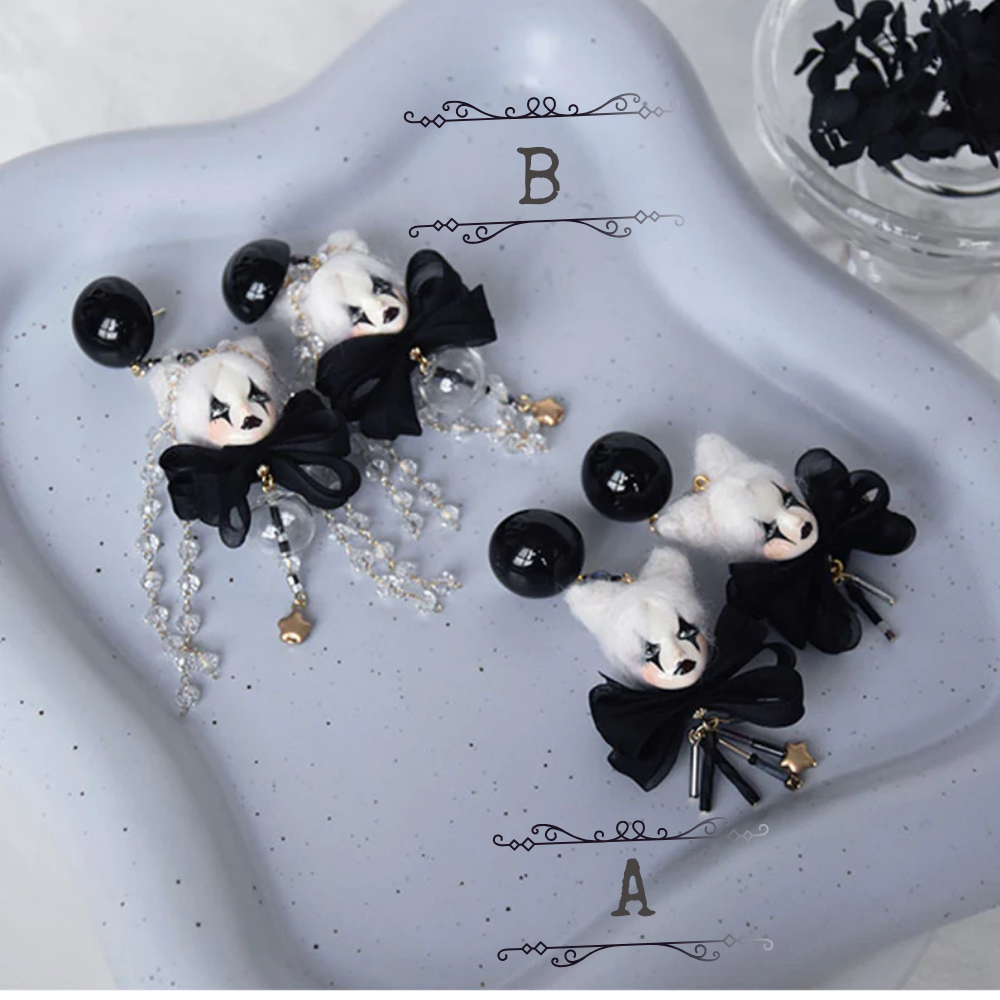 Handcrafted Wool Felt Dark Harley Quinn Earrings