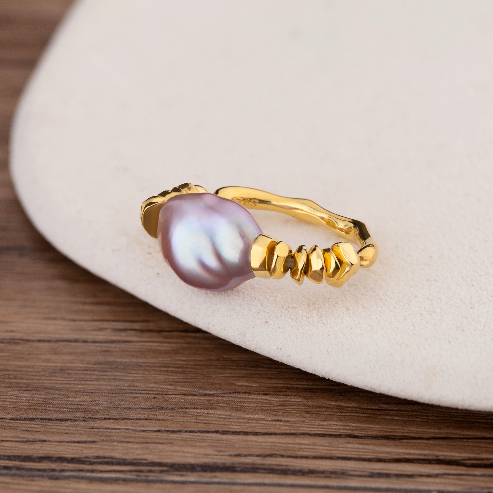 Handmade Baroque Keshi Pearl Ring
