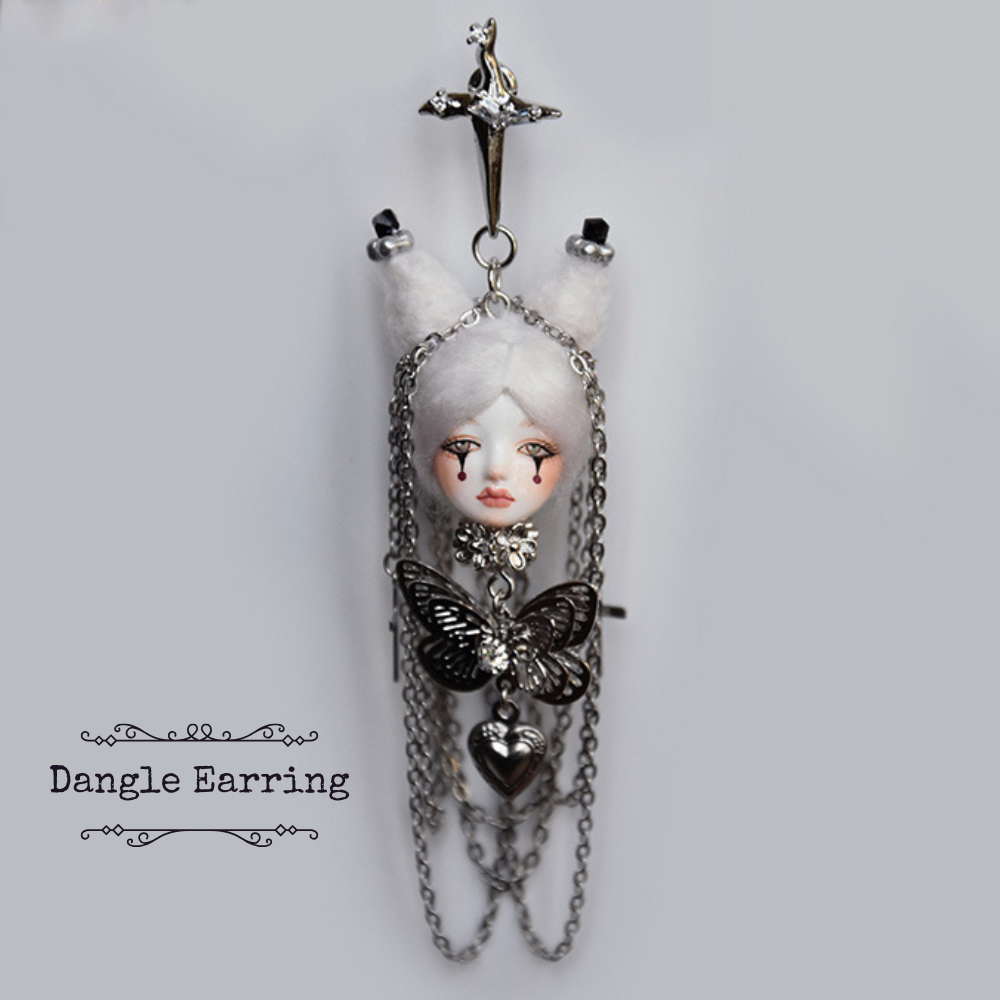 Handmade Long Tassel Chain Doll Earrings