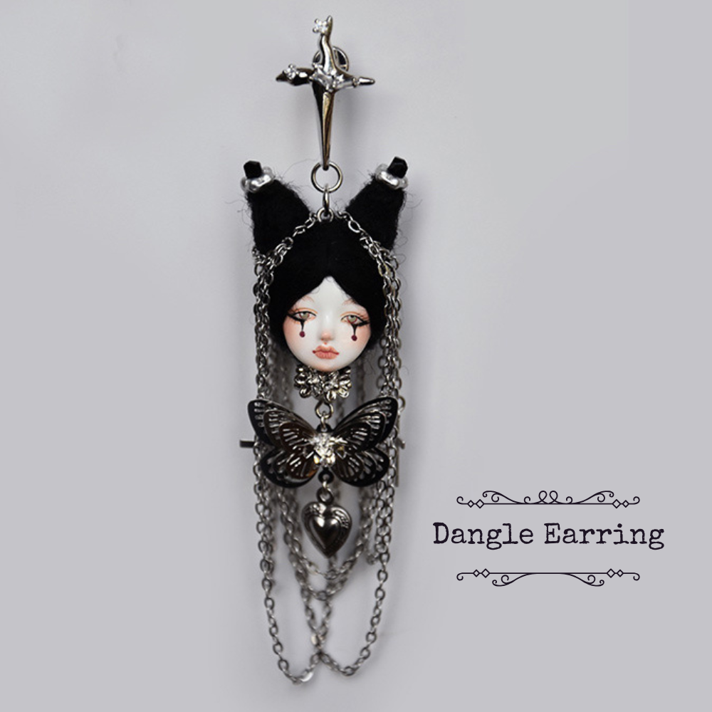 Handmade Long Tassel Chain Doll Earrings