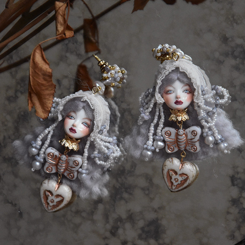 Handmade Vintage Lolita Doll Earrings