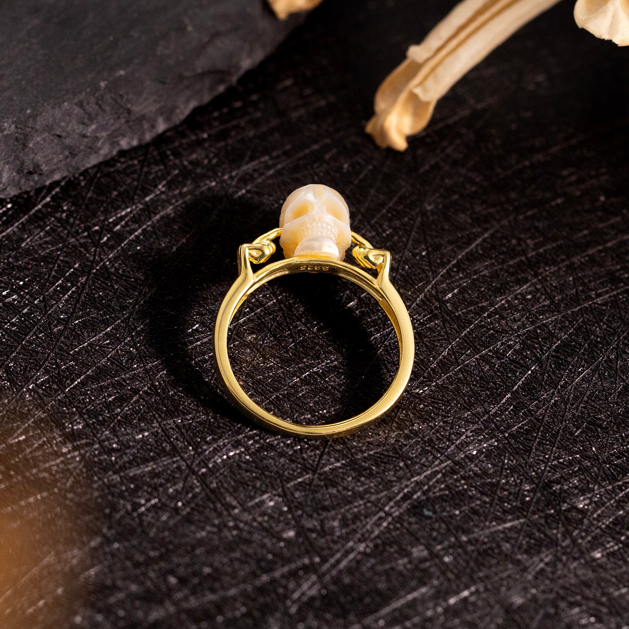Hear No Evil Pearl Skull Ring