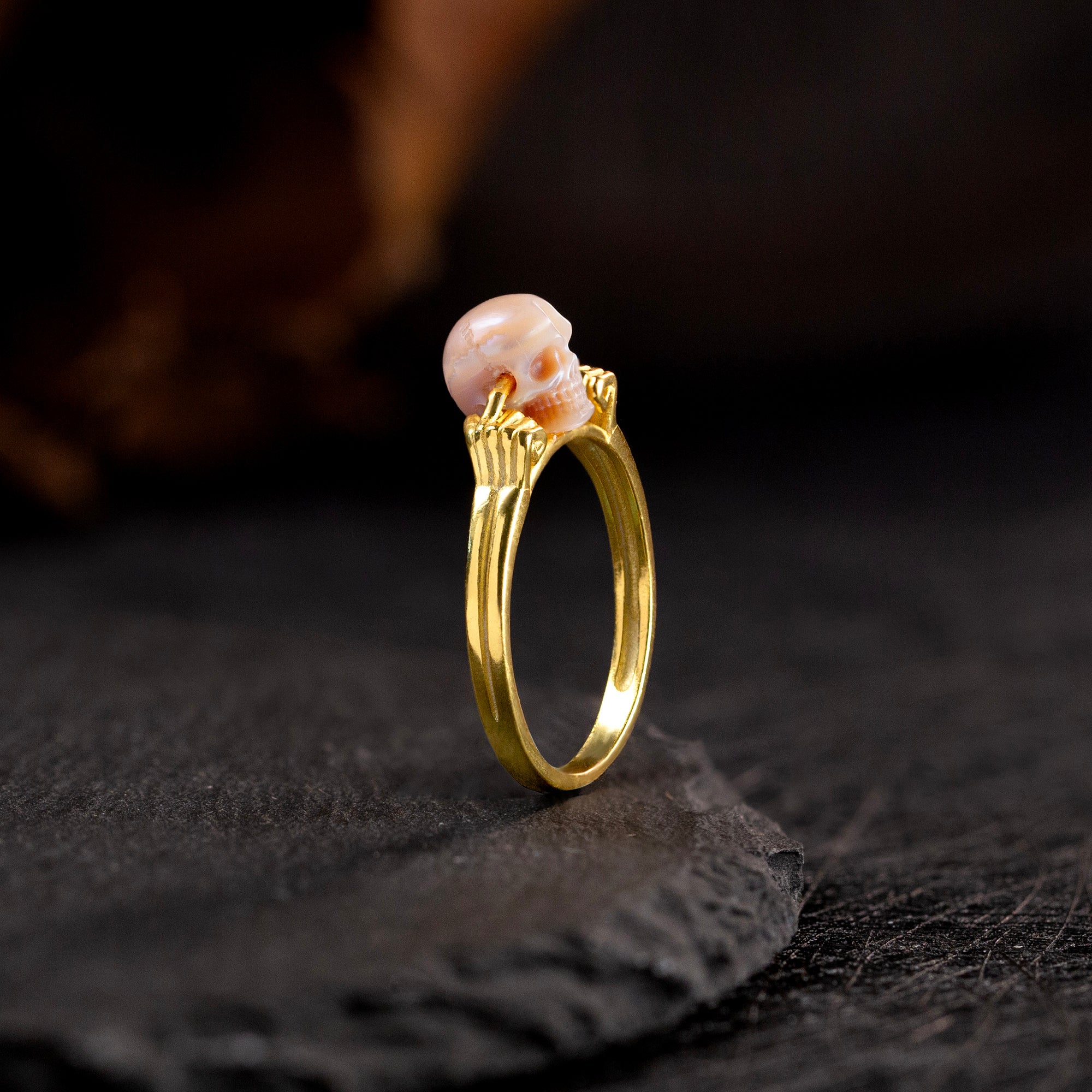 Hear No Evil Pearl Skull Ring