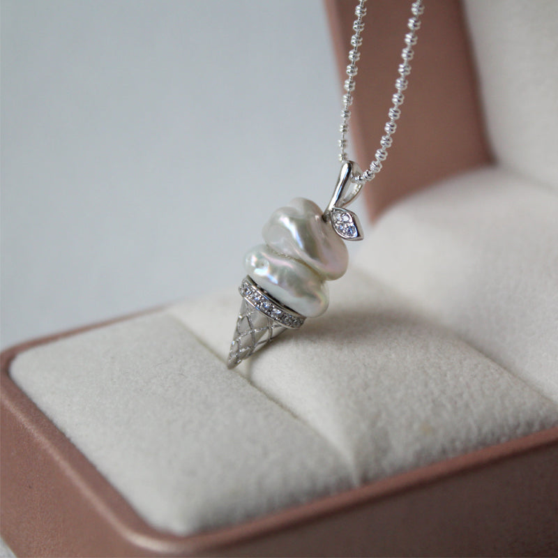 Ice Cream Cone Baroque Pearl Necklace