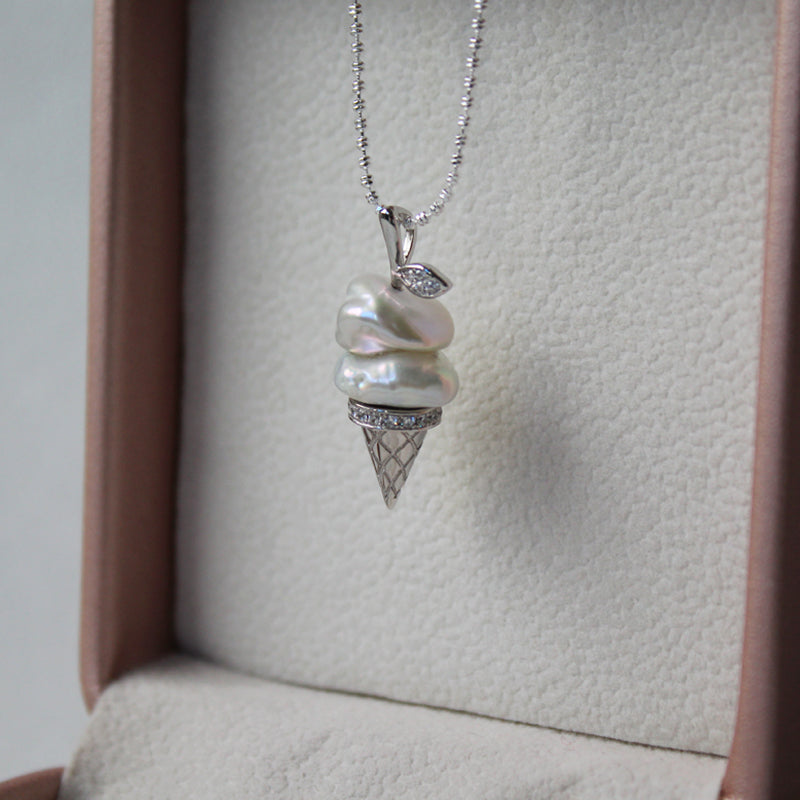 Ice Cream Cone Baroque Pearl Necklace