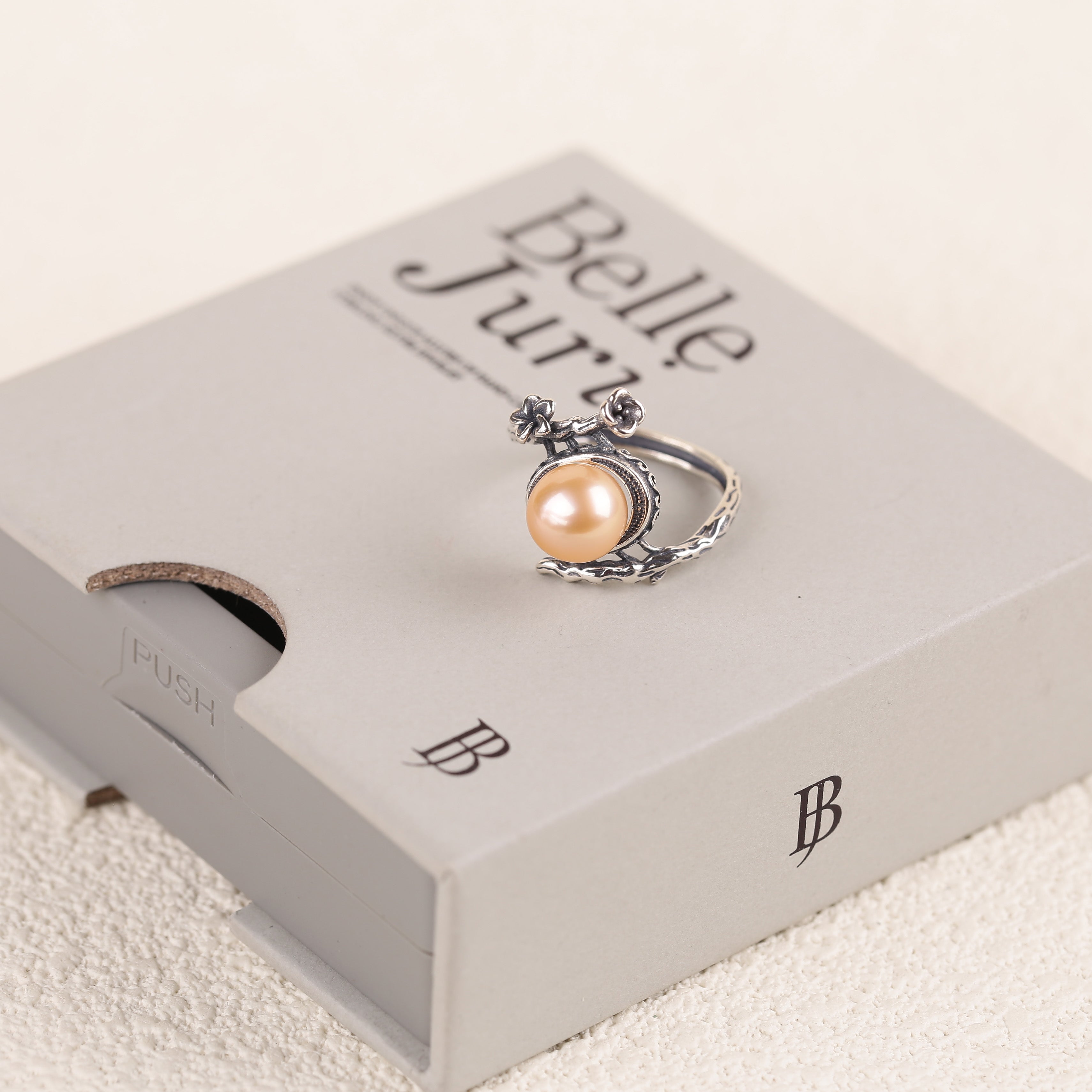 Memento Mori Flower Vine Branch Pearl Ring