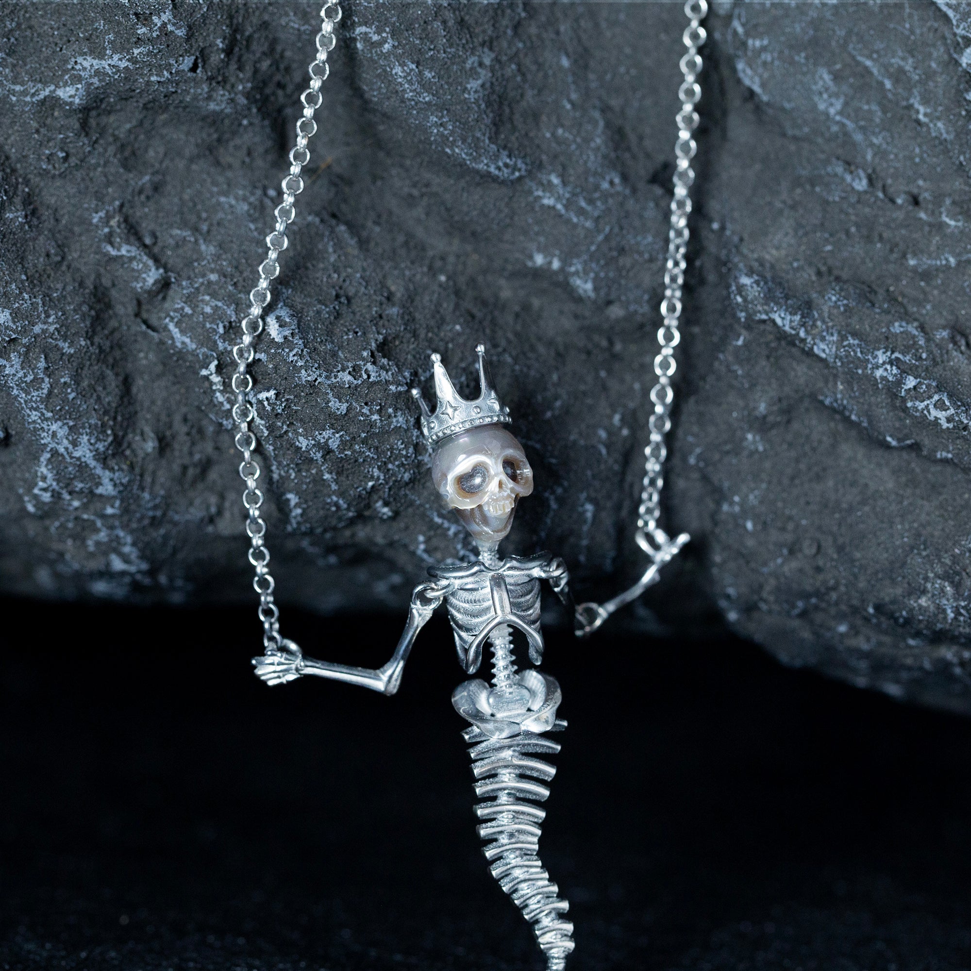 Mermaid Pearl Skull Statement Necklace