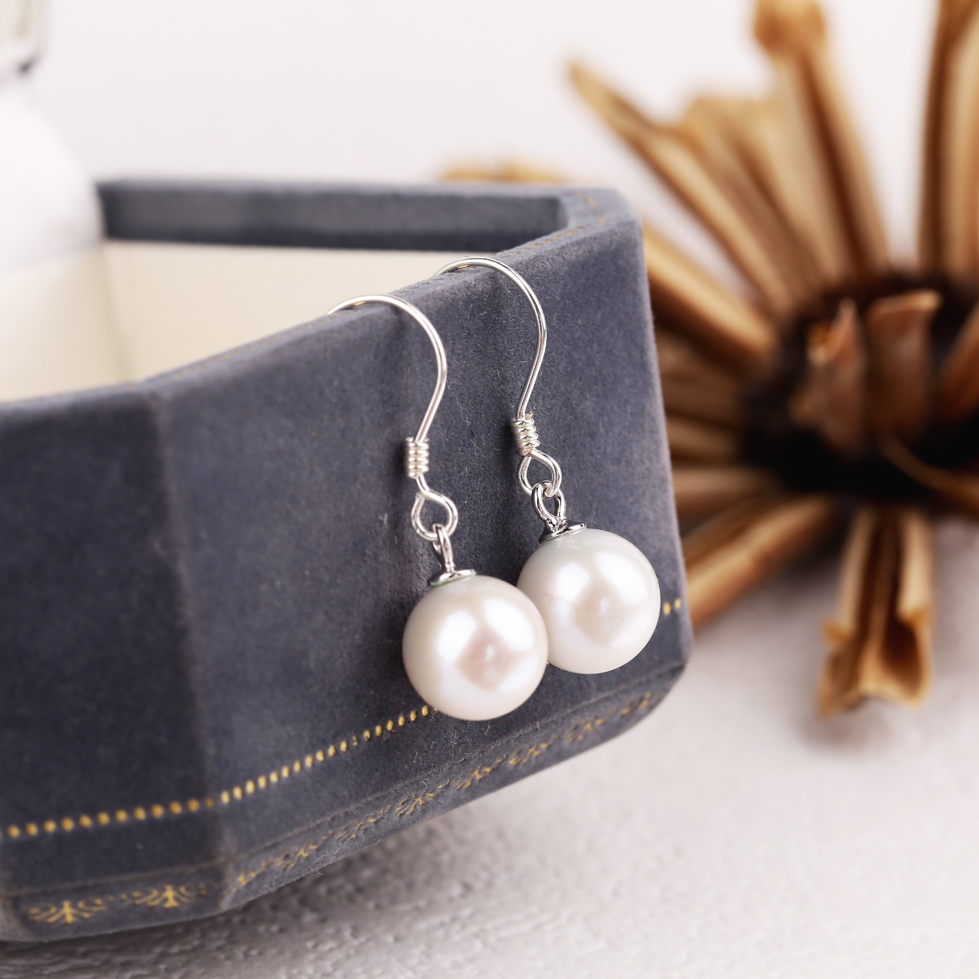 Minimalist Pearl Dangle Drop Earrings