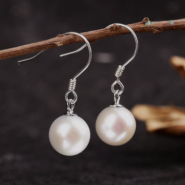 Minimalist Pearl Dangle Drop Earrings