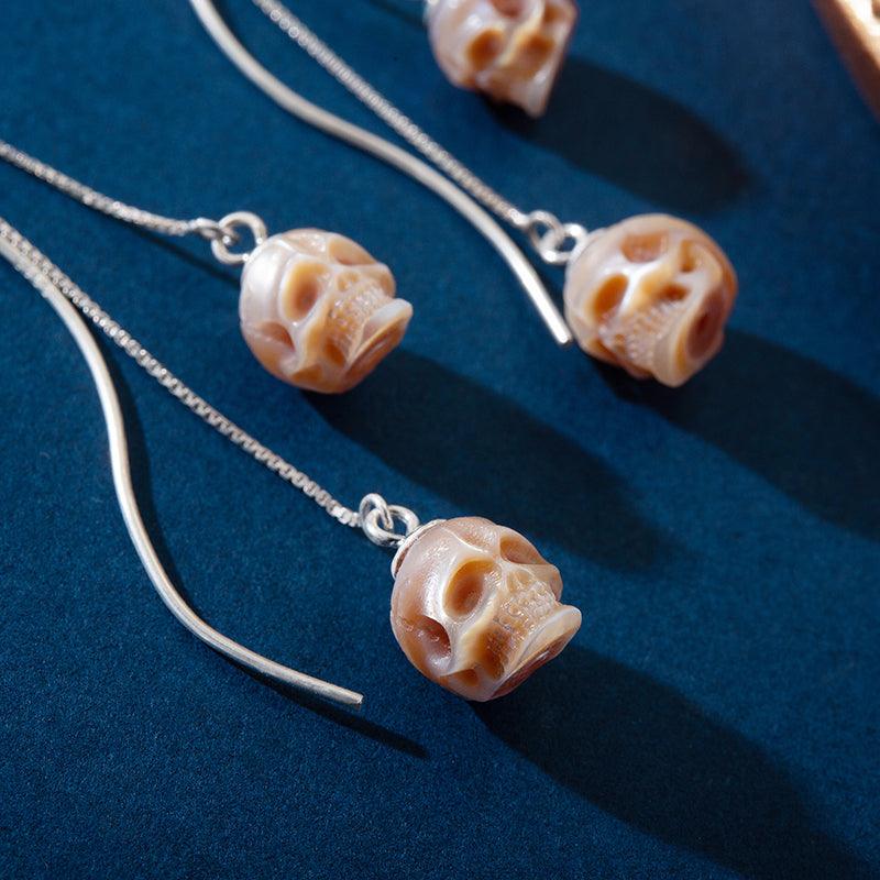 Modern Impressions Pearl Skull Tassel Earrings - Belle Juri