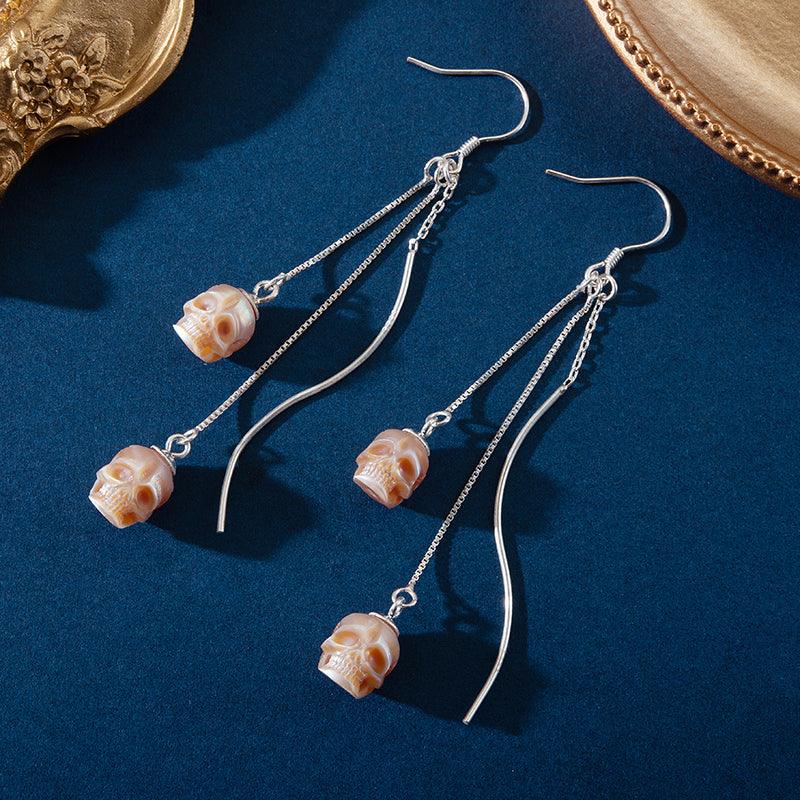 Modern Impressions Pearl Skull Tassel Earrings - Belle Juri