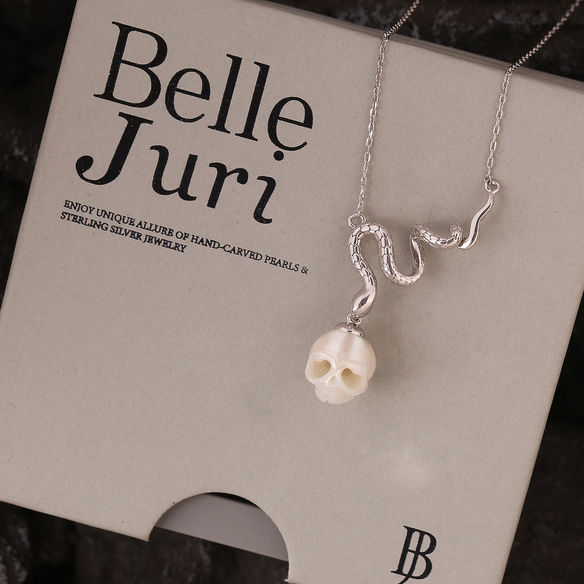 Mystic Snake Carved Pearl Cranium Necklace
