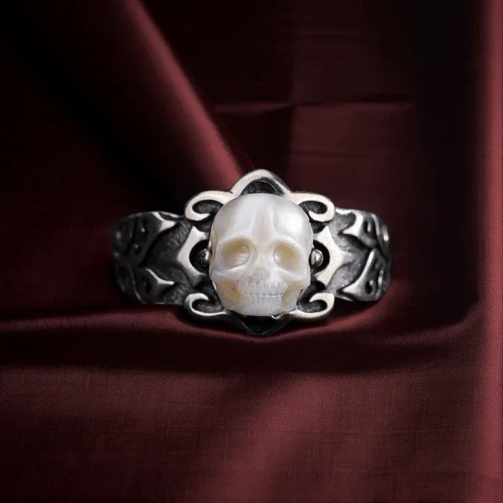 Belle Juri Pearl Skull Gothic Bridal Wedding Ring
