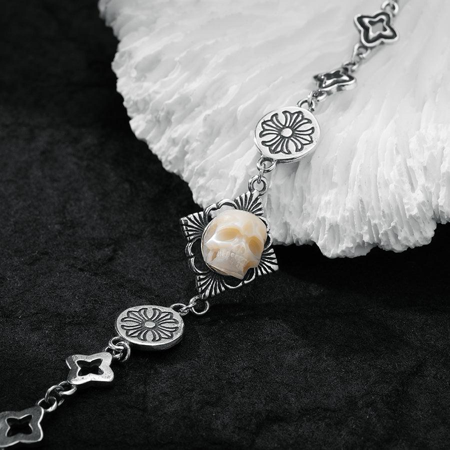 Belle Juri Pearl Skull Vintage Gothic Bracelet