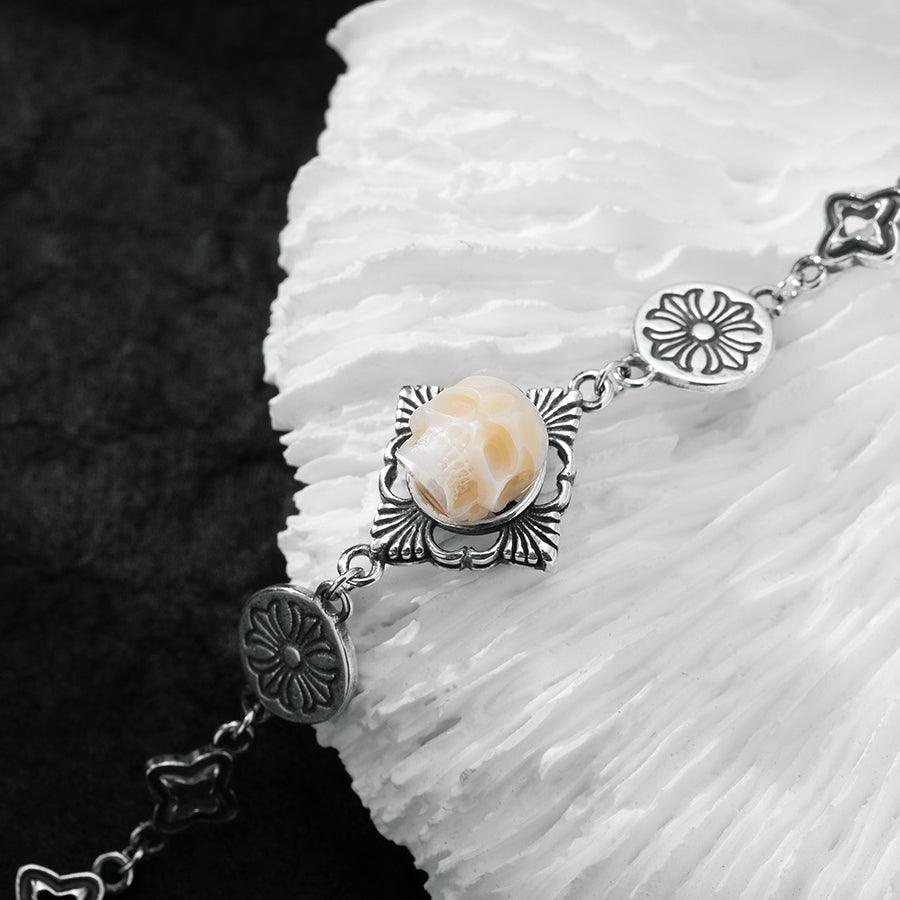 Belle Juri Pearl Skull Vintage Gothic Bracelet