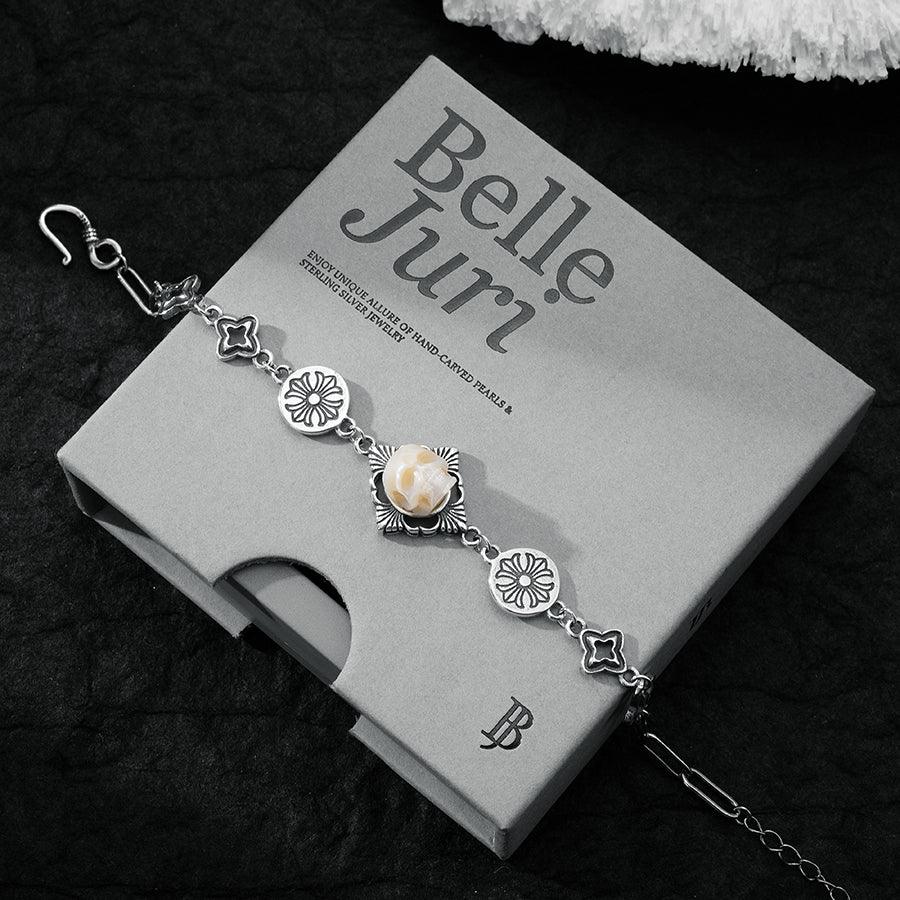 Belle Juri Pearl Skull Vintage Gothic Bracelet