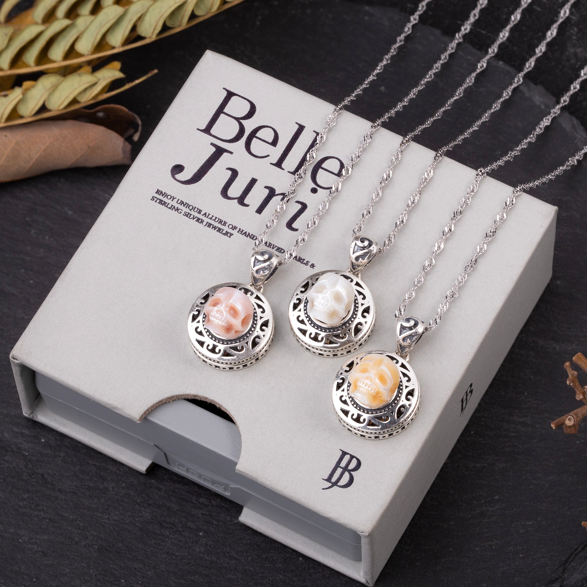 Pearl Skull Queen's Pillbox Locket Hollow Carved Necklace