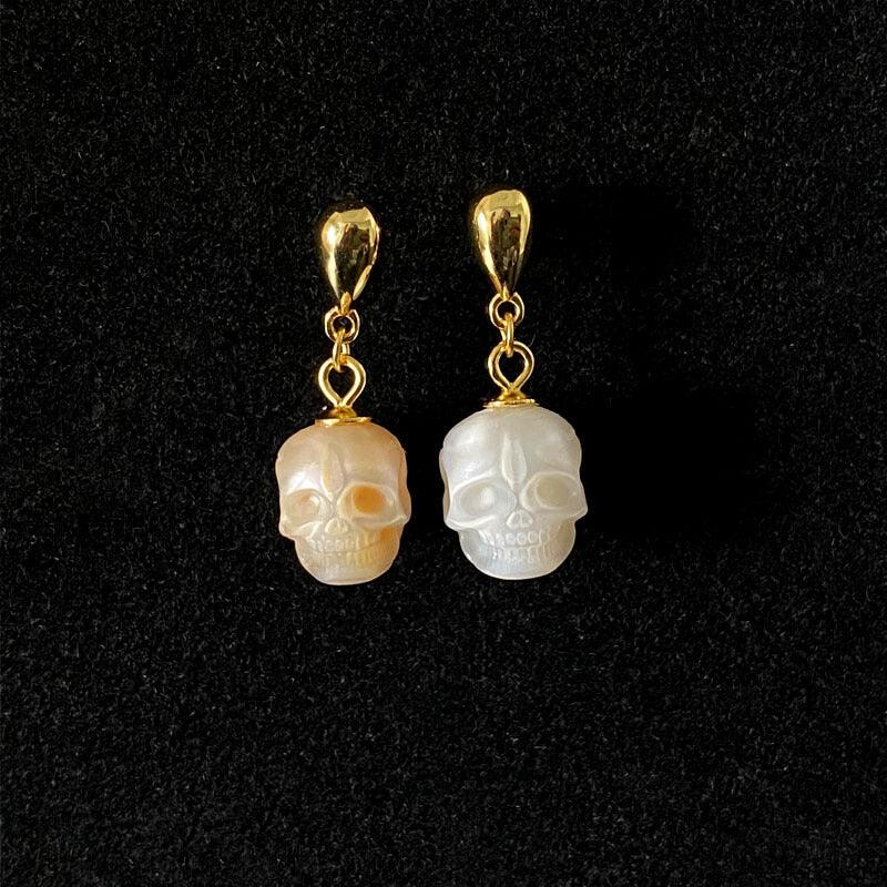 Belle Juri Pearl Skull Simple Waterdrop Stud Earrings