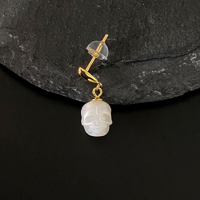 Belle Juri Pearl Skull Simple Waterdrop Stud Earrings