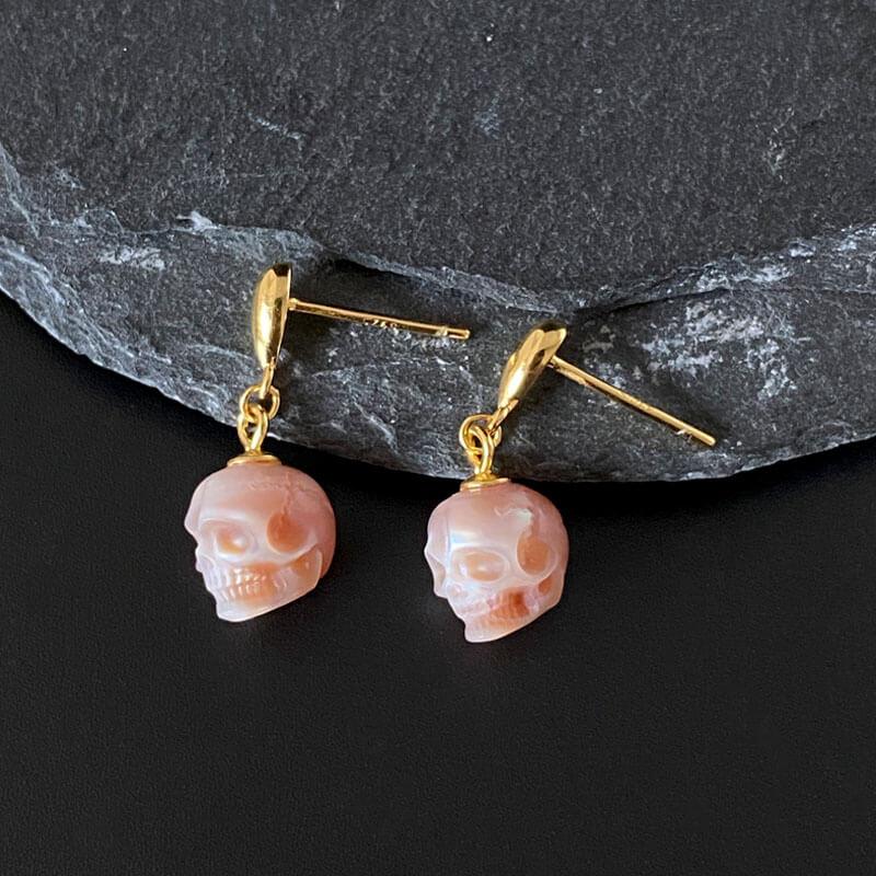 Belle Juri Pearl Skull Simple Waterdrop Stud Earrings