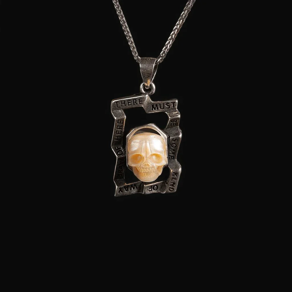 Belle Juri Pearl Skull Unique Square Openwork Necklace