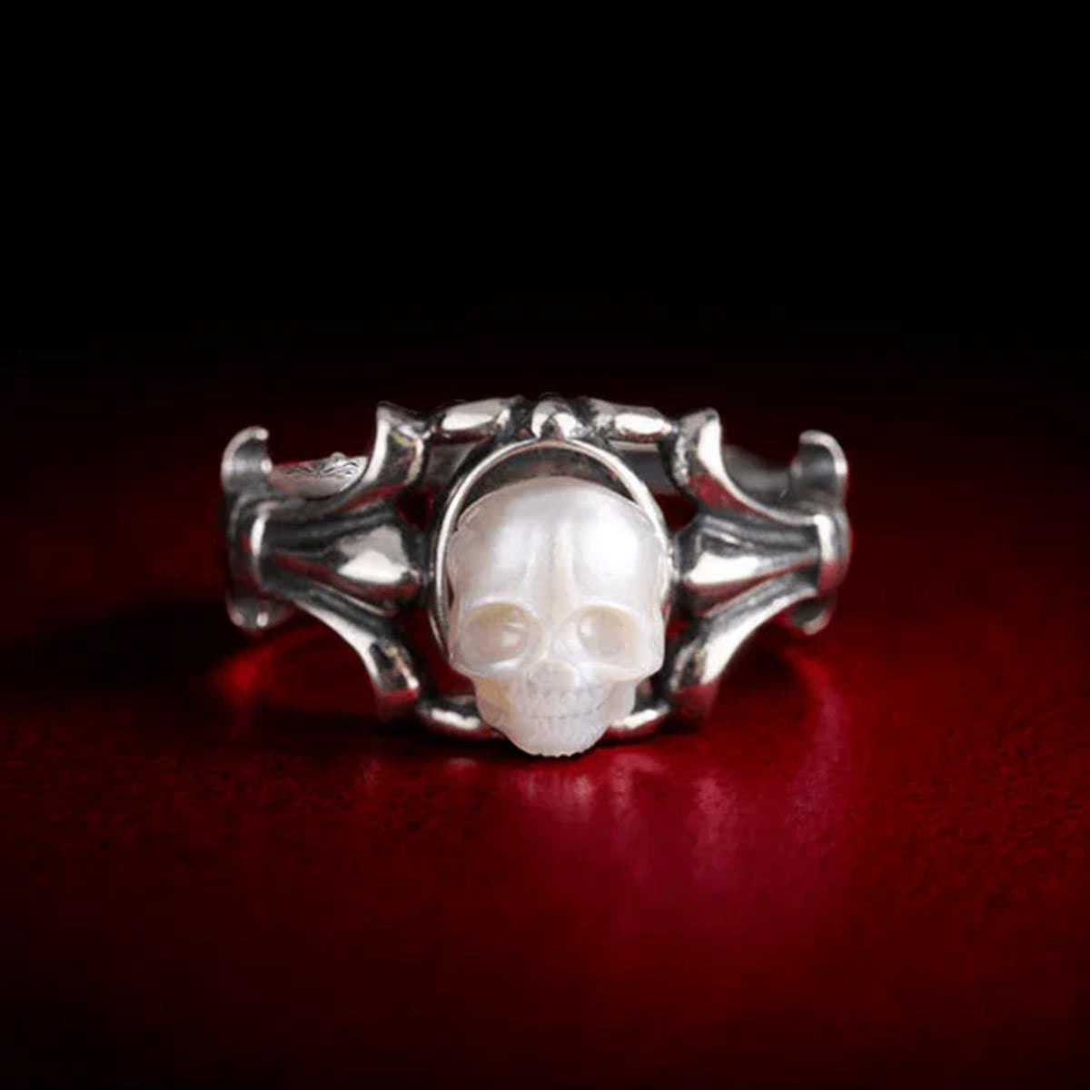 Pearl Skull Royal Trident Power Ring