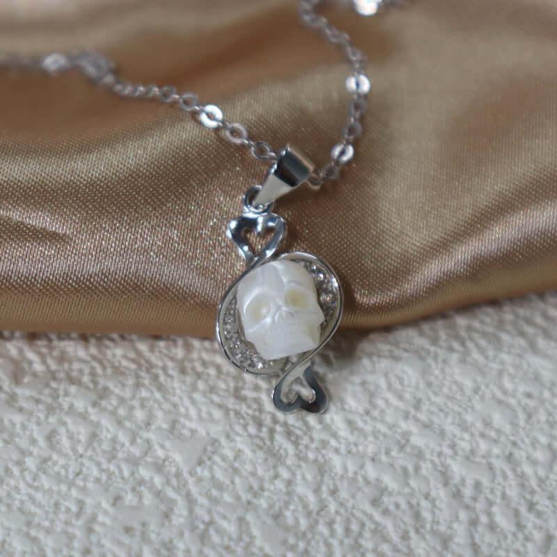 Belle Juri 12 Zodiac Signs Pisces Pearl Skull Necklace