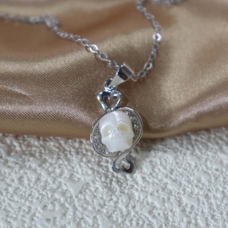 Belle Juri 12 Zodiac Signs Pisces Pearl Skull Necklace
