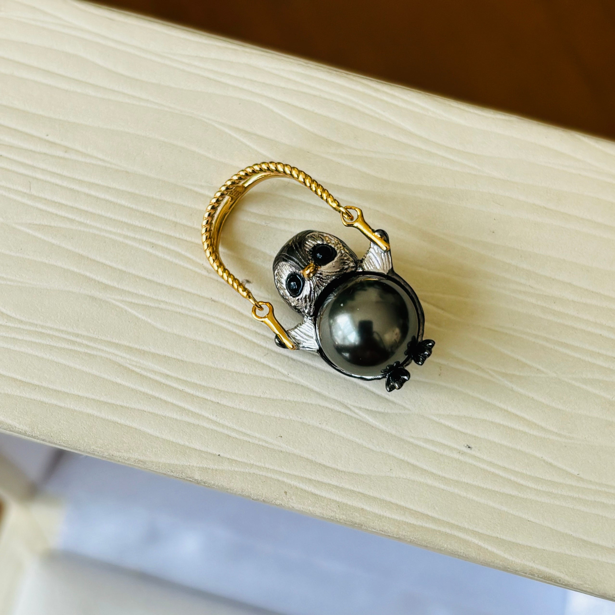 Playful Skipping Penguin Tahitian Pearl Necklace