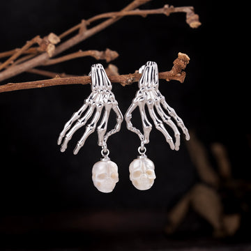 Punk Skelett Hand Perle Schädel Baumeln Ohrringe