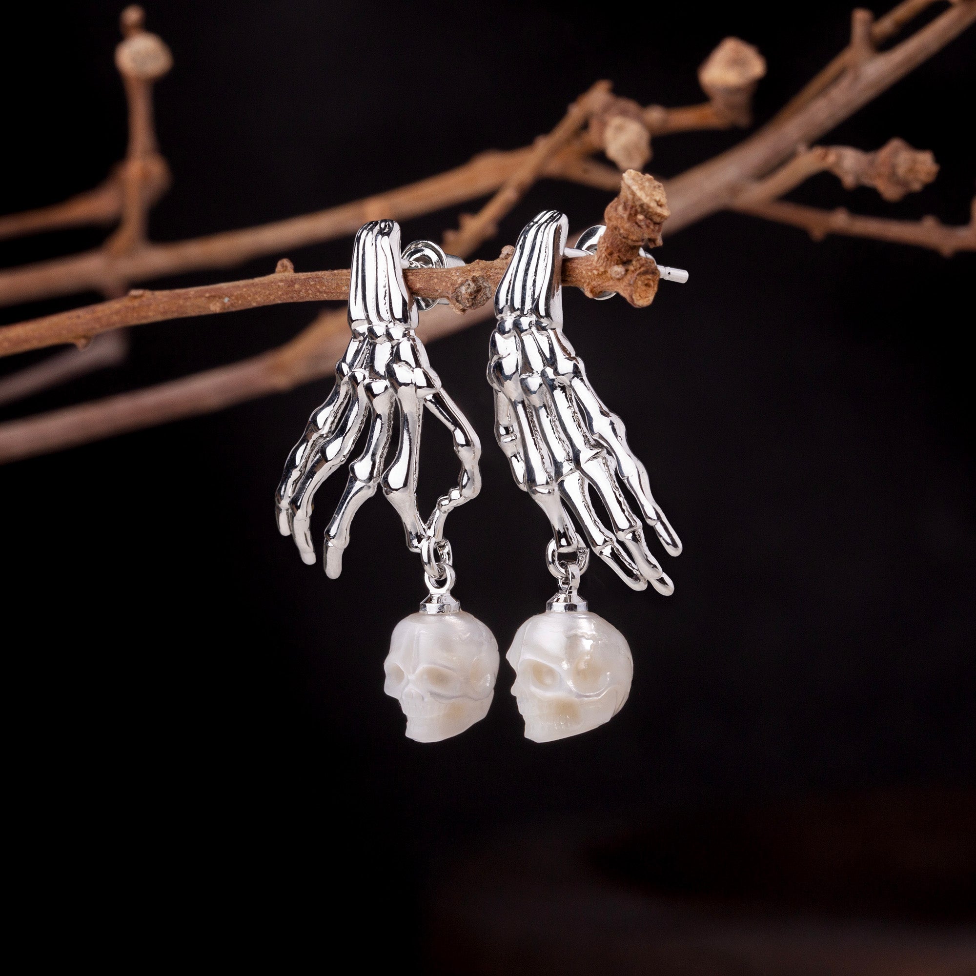 Punk Skelett Hand Perle Schädel Baumeln Ohrringe