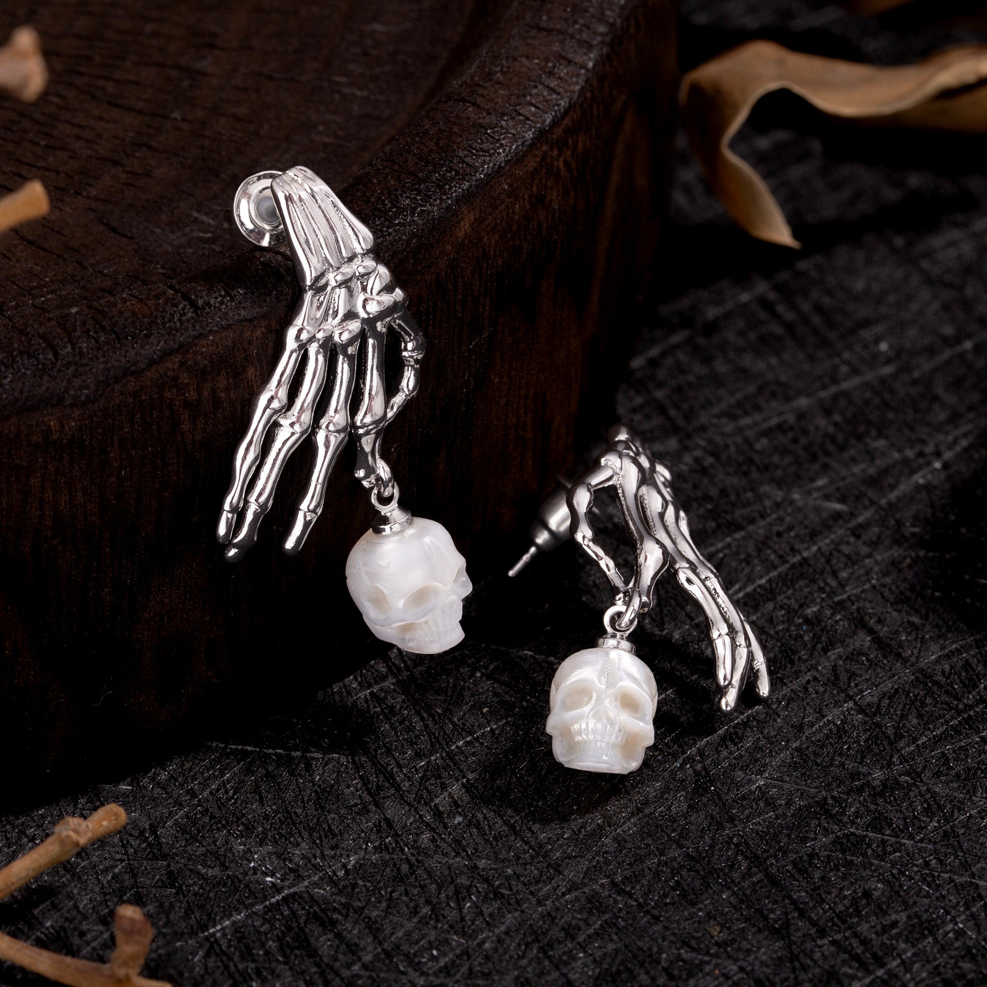 Punk Skelett Hand Perle Schädel Baumeln Ohrringe