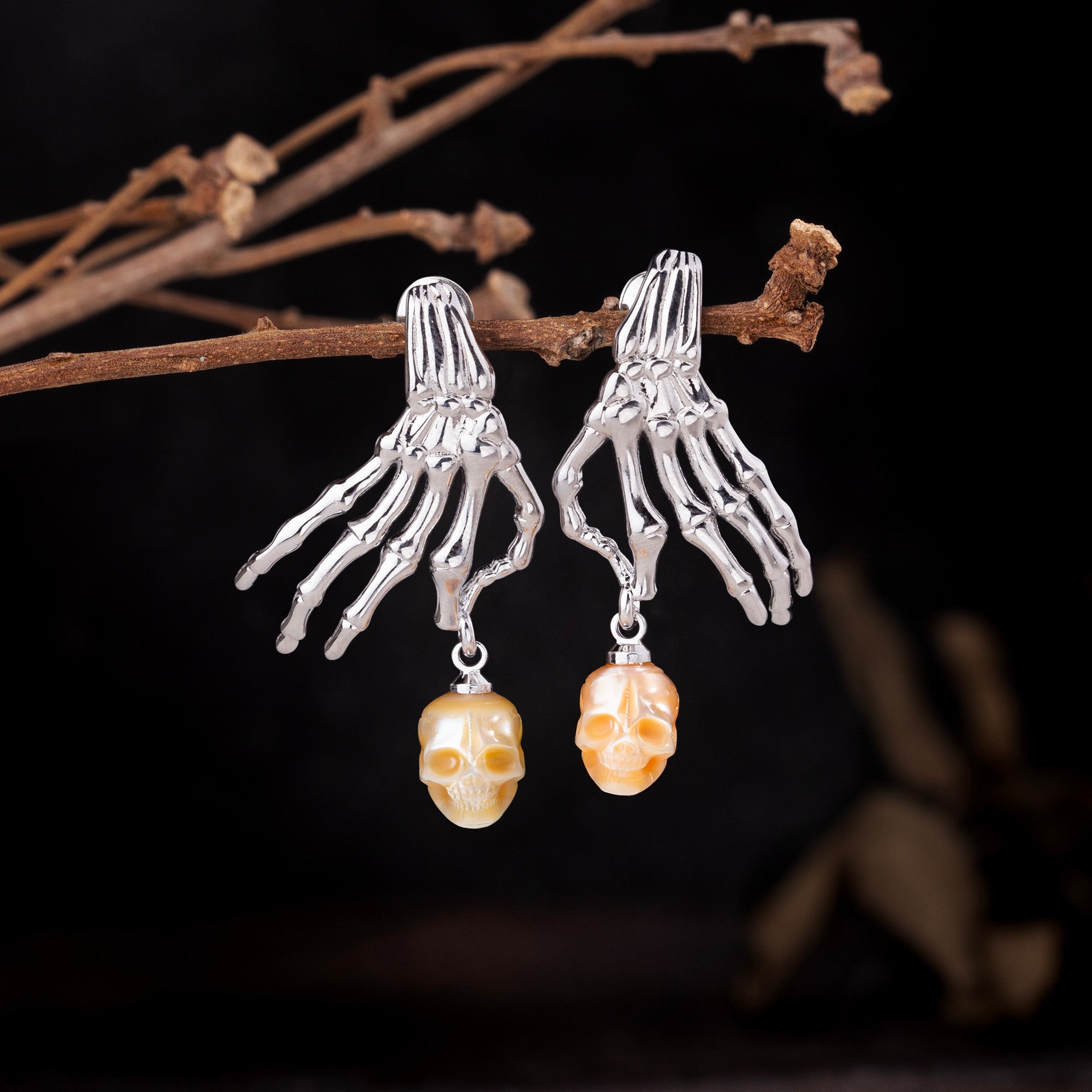 Punk Skelett Hand Perle Schädel Baumeln Ohrringe