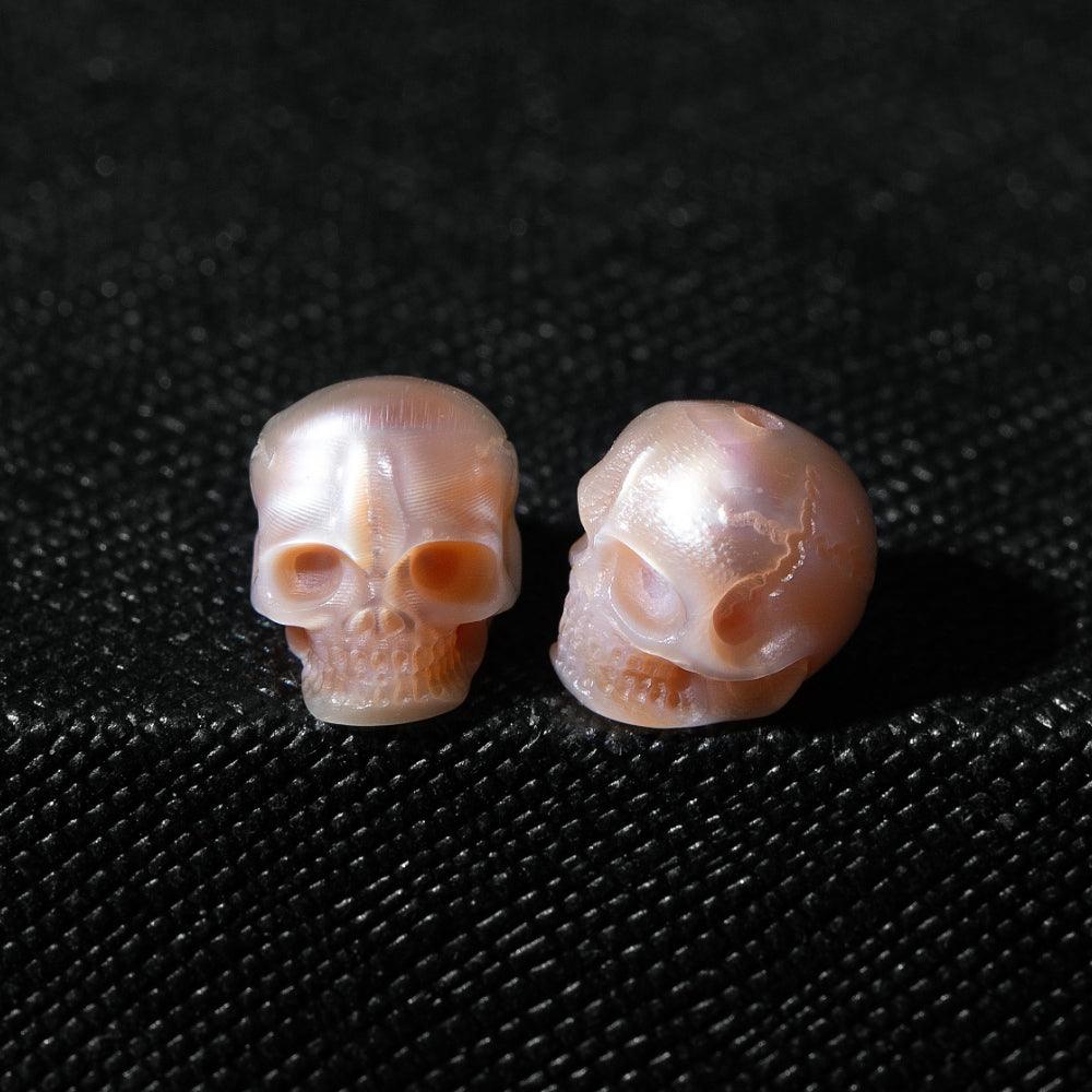 Belle Juri Real Pearl Carved Skull Bead