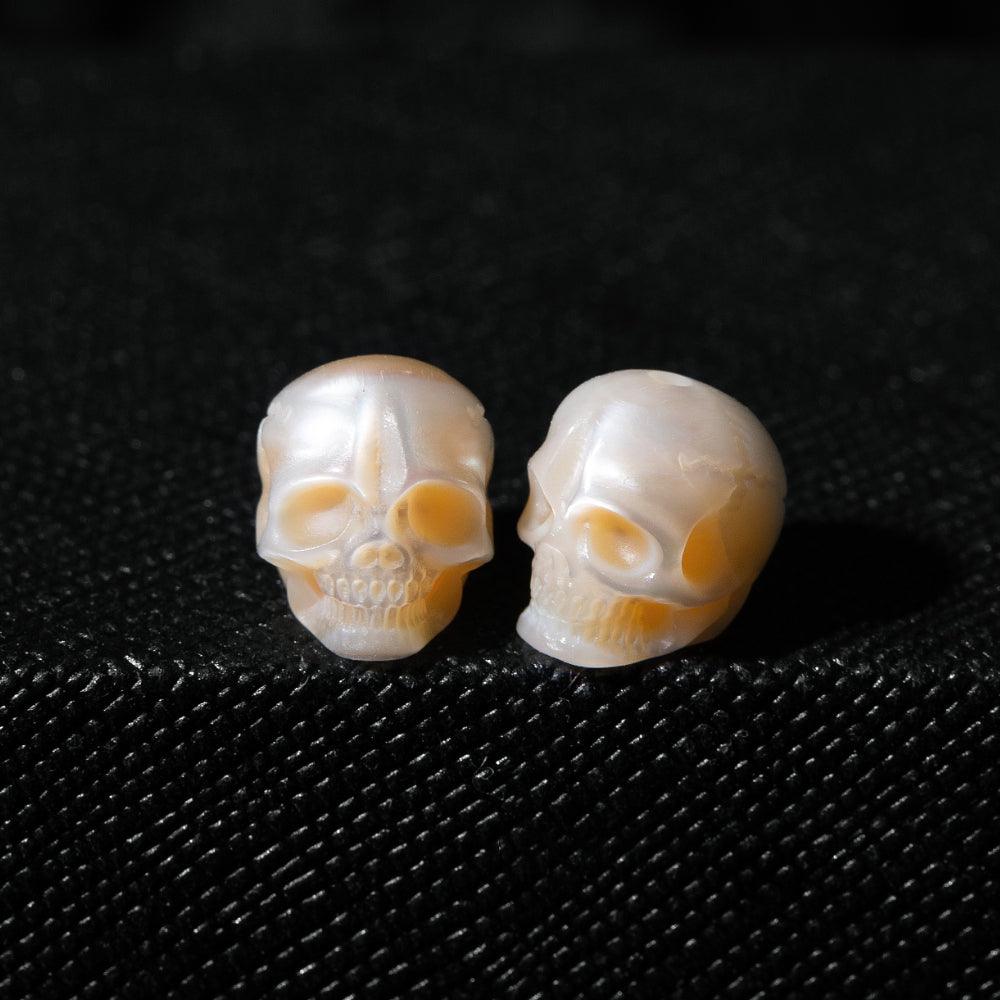 Belle Juri Real Pearl Carved Skull Bead