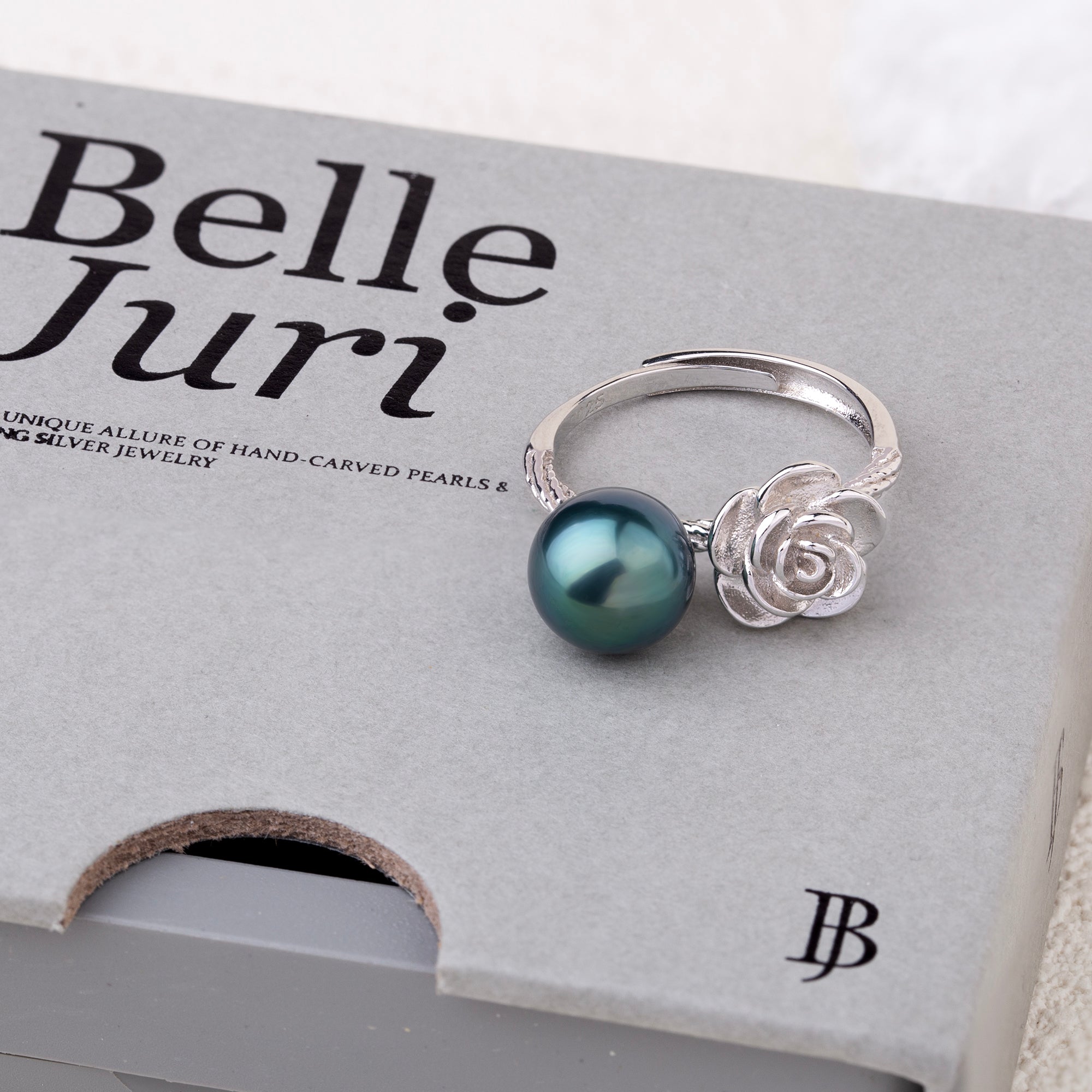 Rose Bloom Black Tahitian Pearl Ring