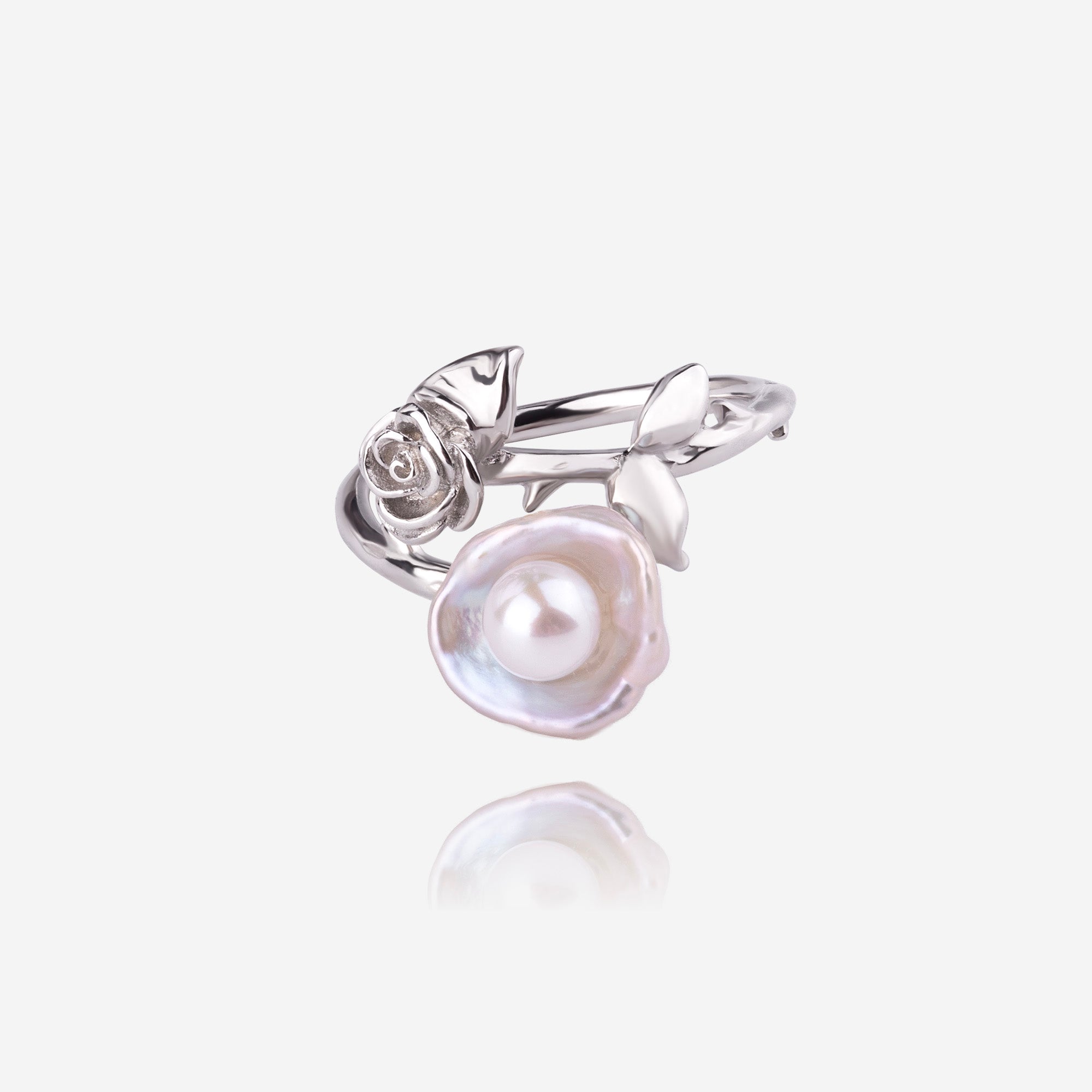 Rose Flower Baroque Pearl Ring