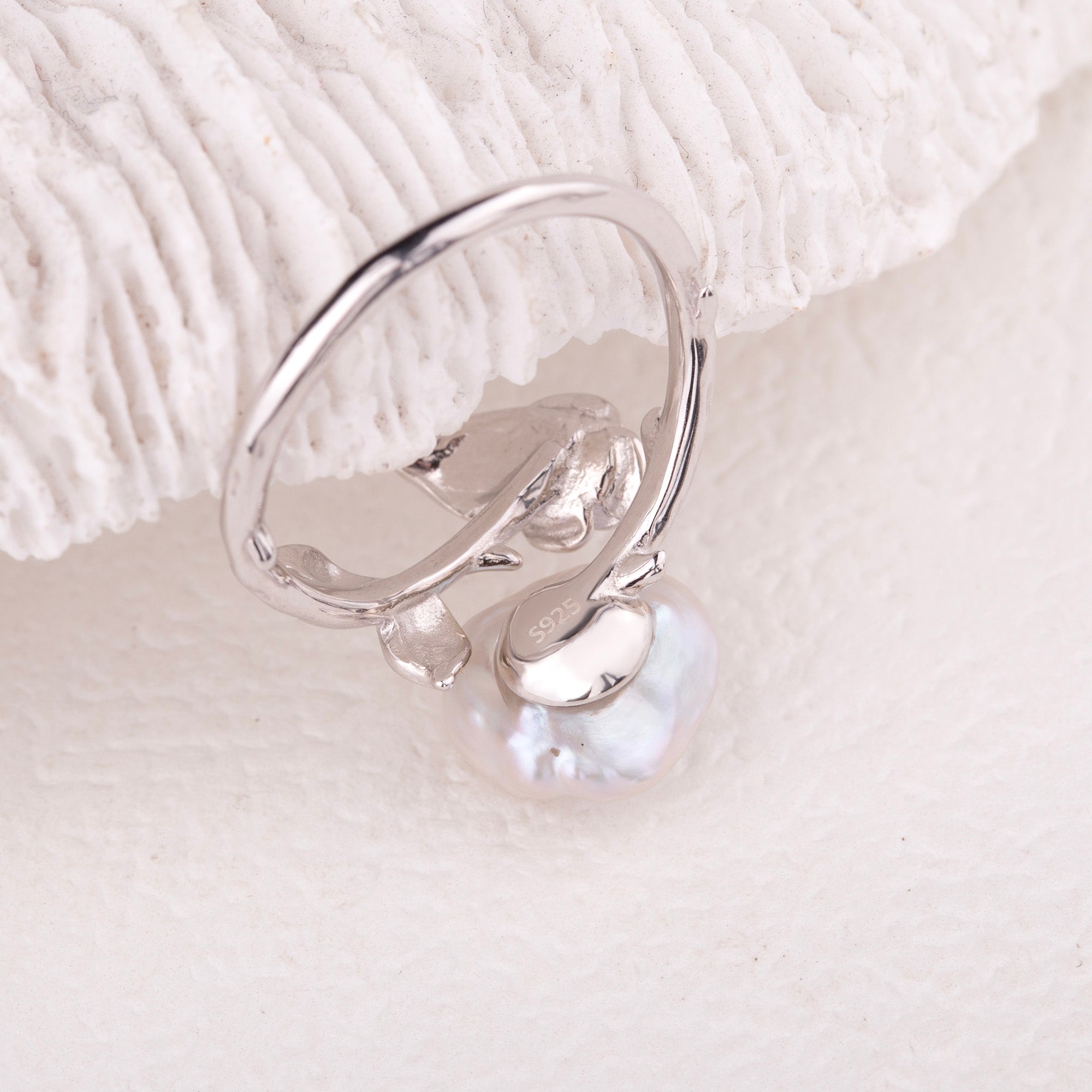 Rose Flower Baroque Pearl Ring