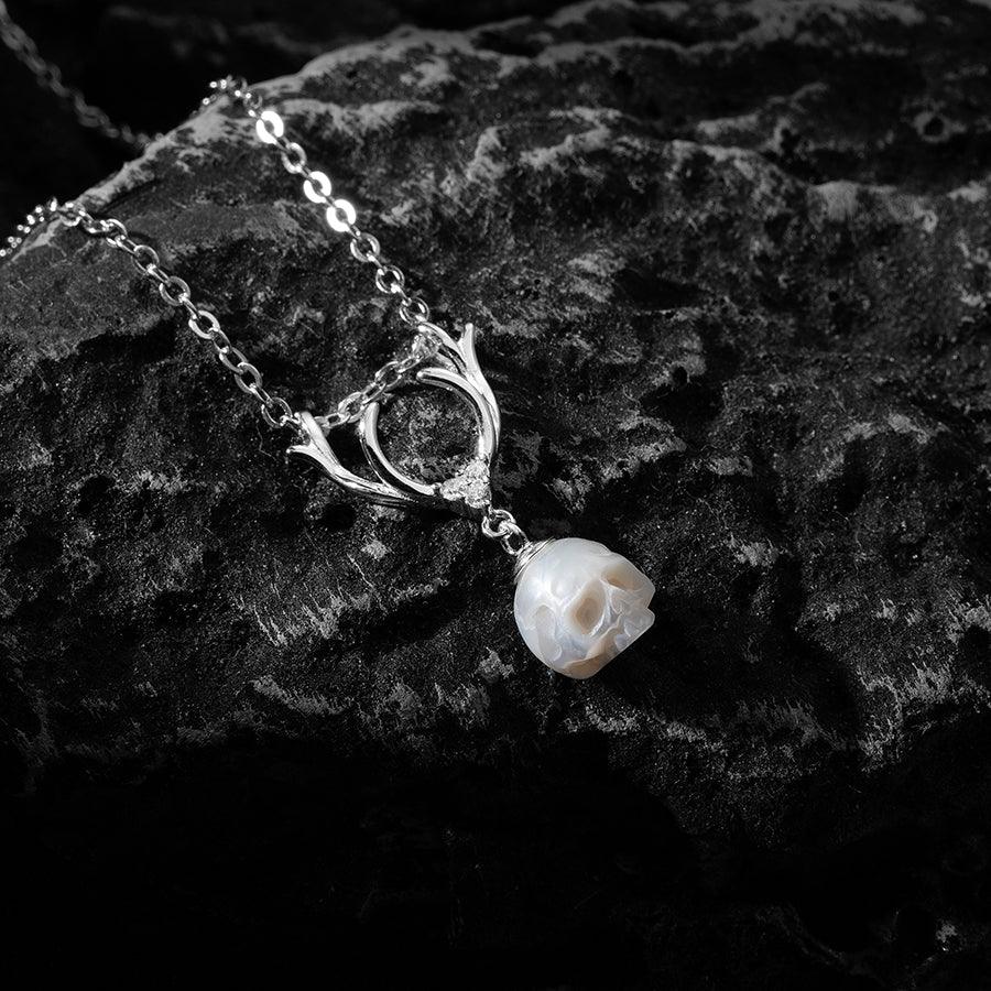 Belle Juri Sika Deer Pearl Cranium Necklace