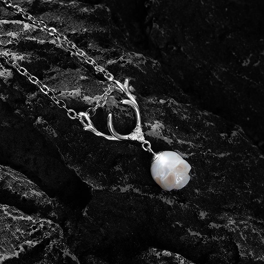 Belle Juri Sika Deer Pearl Cranium Necklace